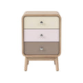 Modern Minimalist Nightstand with Three Colorful Drawers