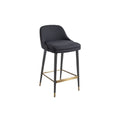 Modern Black Upholstered Bar Stool with Gold Accent Legs