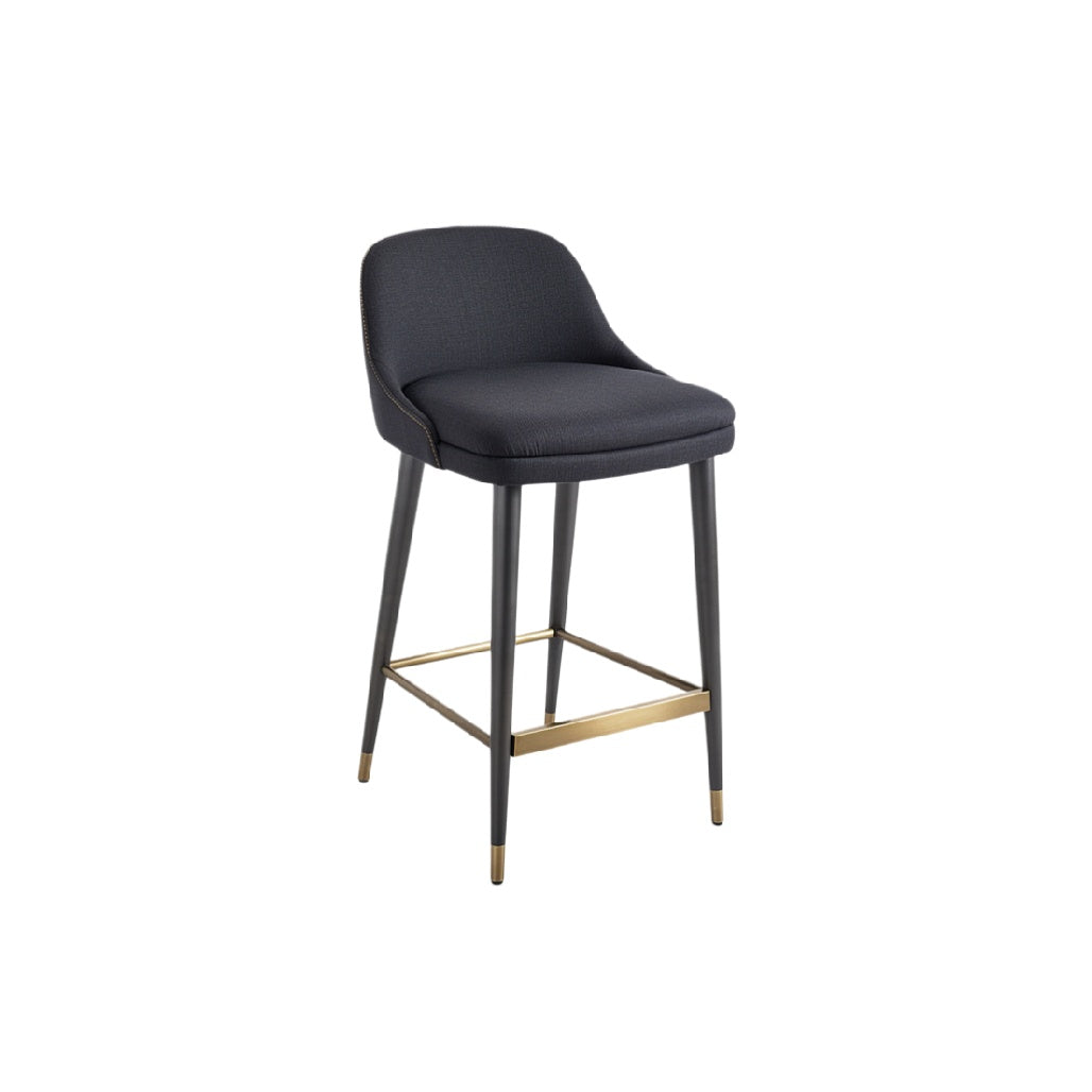 Modern Black Upholstered Bar Stool with Gold Accent Legs
