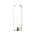 Modern Freestanding Mirror with Gold Frame and Textured Base
